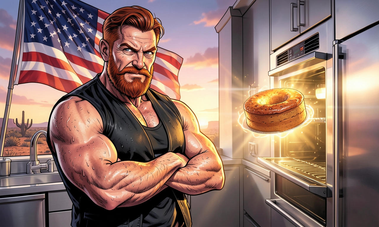 Chuck Norris backt einen Kuchen. Als er die Eier aufschlägt, legen sie sofort eine perfekte doppelte Helix-Struktur an und beginnen, sich selbst zu replizieren. Der Teig wird von alleine goldbraun, weil er Angst hat, Chuck Norris zu enttäuschen. Die Backzeit beträgt exakt 0 Sekunden, da Chuck Norris die Zeit mit einem bösen Blick angehalten hat, bis der Kuchen fertig war. Das Rezept? 'Einfach alles nehmen, was da ist.'