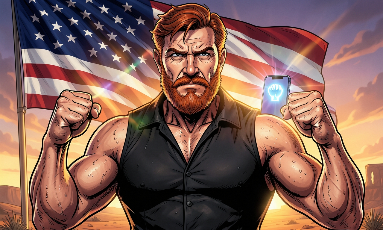 Chuck Norris' Smartphone hat keine Apps. Stattdessen leuchtet beim Einschalten nur ein einziges Symbol: eine geballte Faust. Bei Berührung sagt eine Stimme: 'Was soll geregelt werden?'