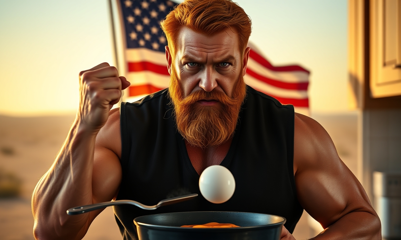 Chuck Norris kocht Eier. Er legt das Ei mit Schale in die heiße Pfanne, brät es drei Minuten auf jeder Seite und serviert es perfekt. Die Schale bleibt dabei intakt und wird als Beilage gegessen.