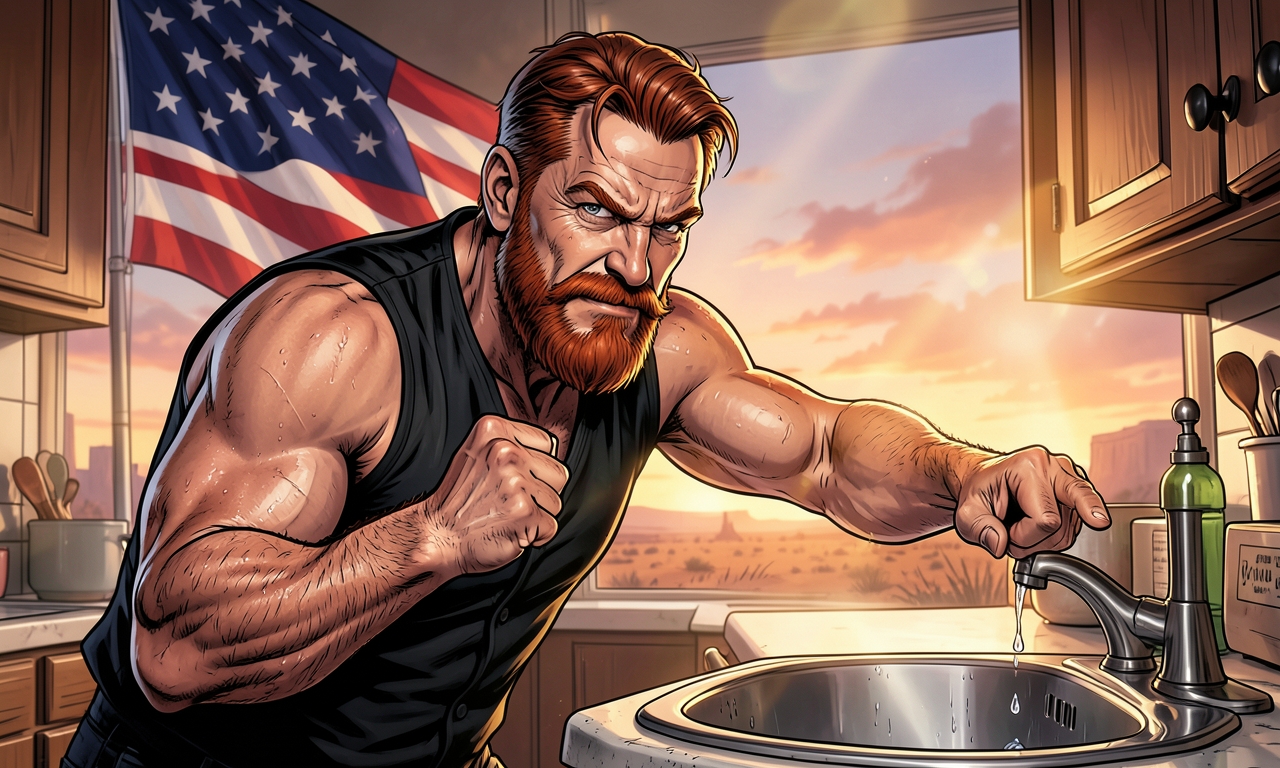 Chuck Norris reparierte einmal einen tropfenden Wasserhahn, indem er dem Wasser sagte, es solle sich benehmen. Seitdem tropft nichts mehr – nicht einmal die Tränen eines weinenden Babys.