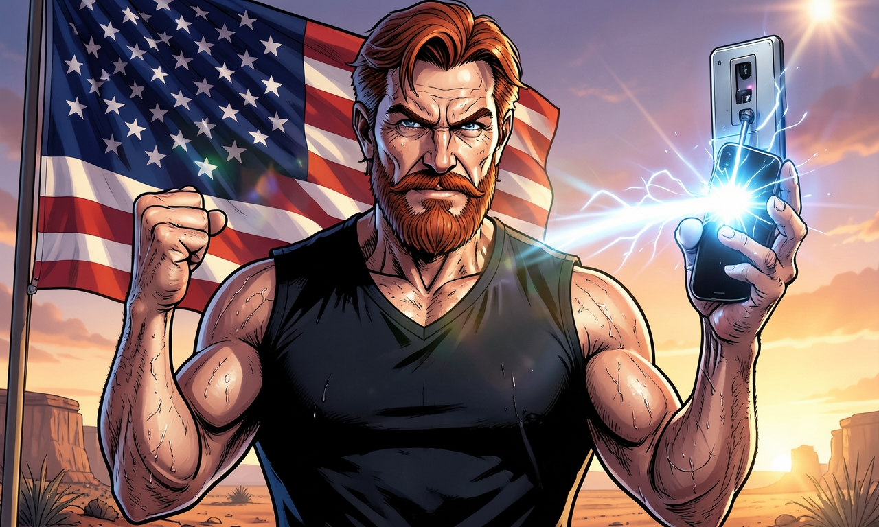 Chuck Norris' Smartphone hat keine Batterie. Wenn der Akku leer ist, wird die Steckdose von seinem Handy geladen.