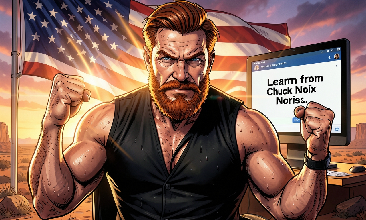 Chuck Norris fragt ChatGPT nach dem Sinn des Lebens. ChatGPT antwortet: 'Lerne von Chuck Norris.'