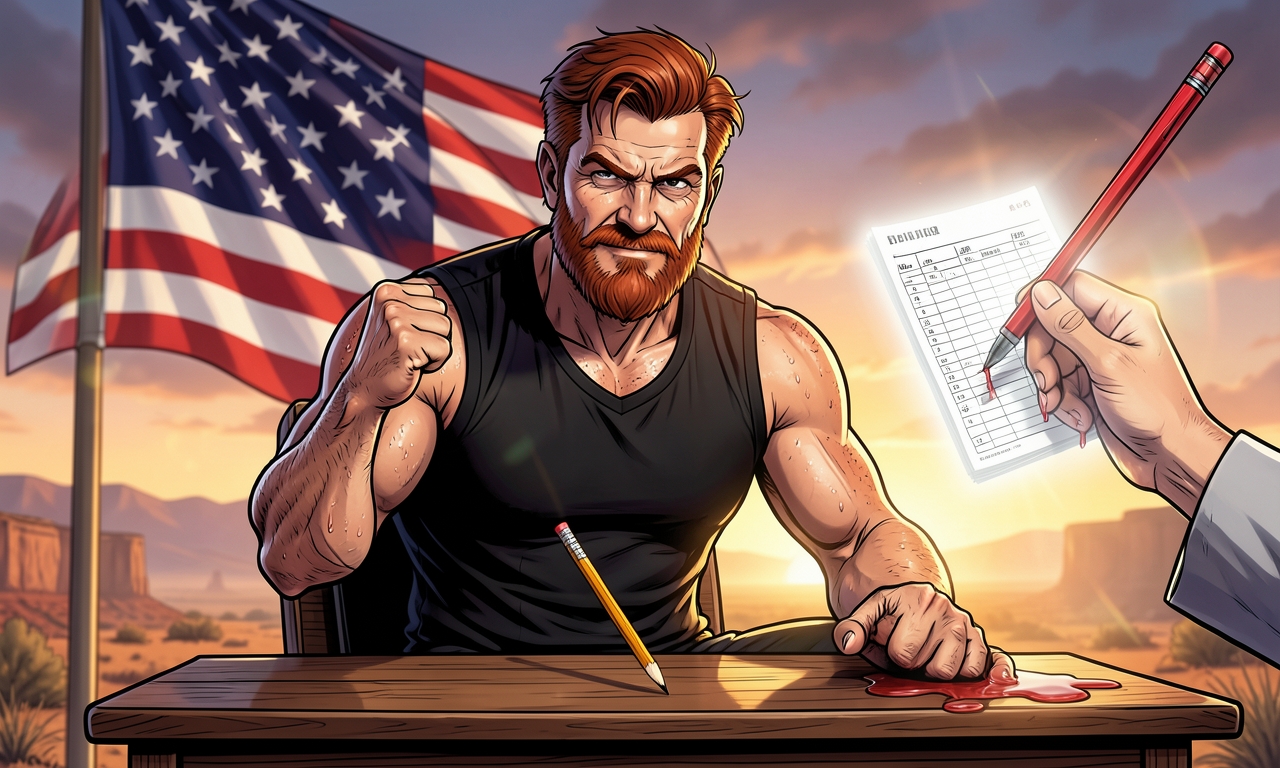 Chuck Norris' Hausaufgaben sind immer richtig, selbst wenn er sie nicht macht. Der Lehrer korrigiert sie mit einem weinenden Auge und einem lächelnden anderen.