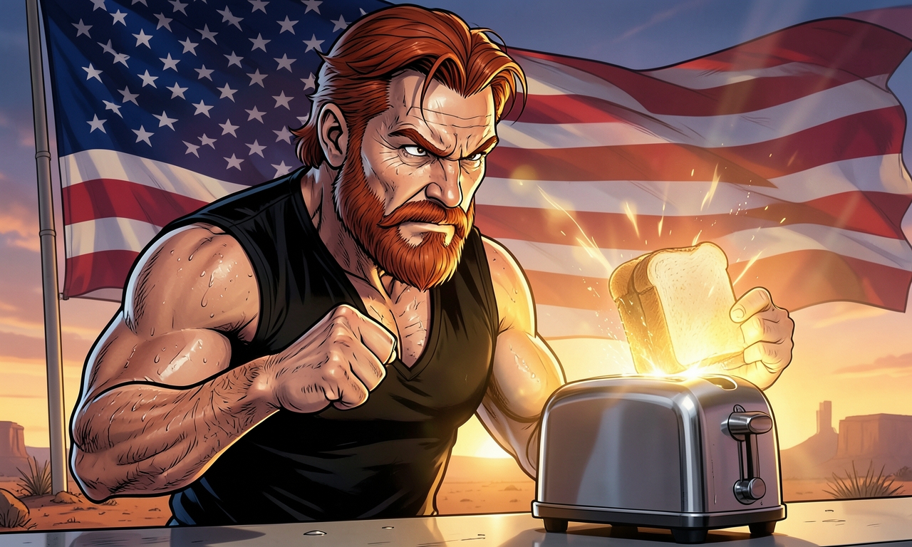 Chuck Norris repariert einen defekten Toaster, indem er ihn nur ansieht. Der Toaster fängt an, perfekte Toast-Scheiben zu machen, und schämt sich gleichzeitig für seine vorherige Unfähigkeit.