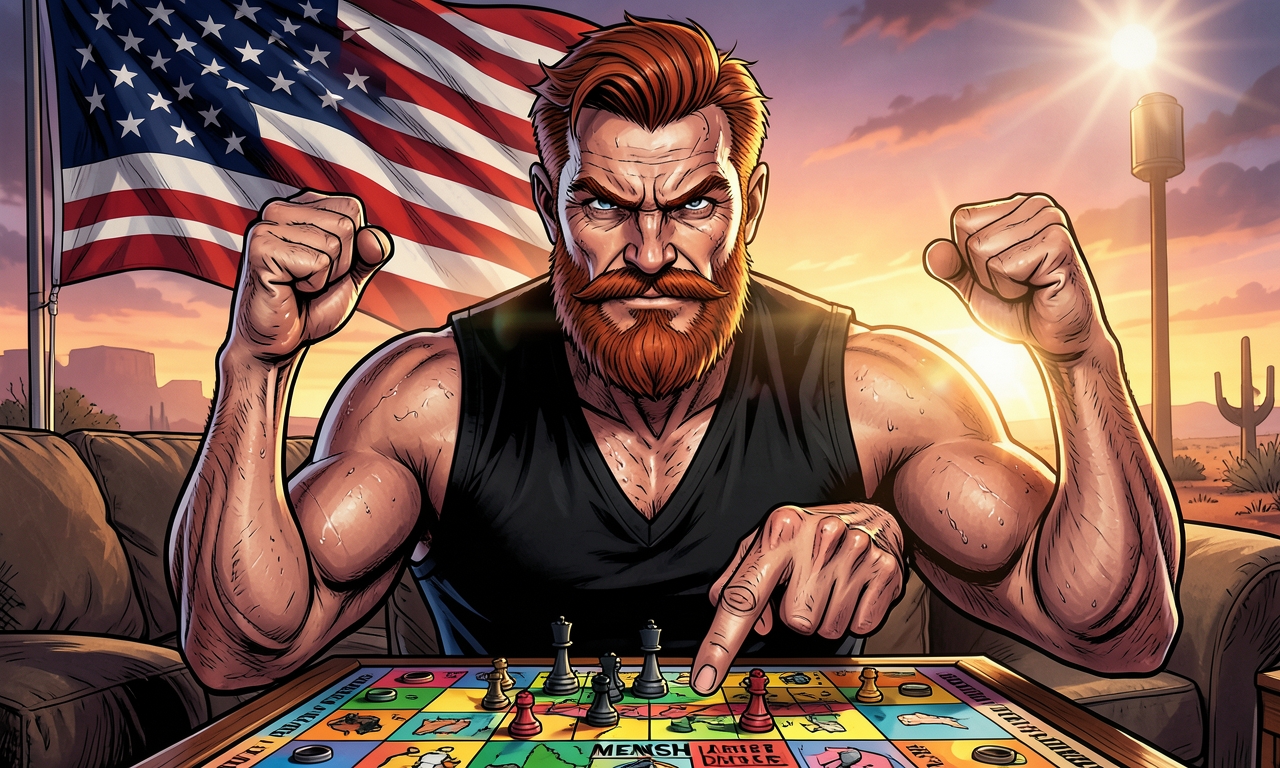 Chuck Norris spielt 'Mensch ärgere Dich nicht'. Wenn er nicht zieht, müssen die anderen Figuren zu ihm kommen.