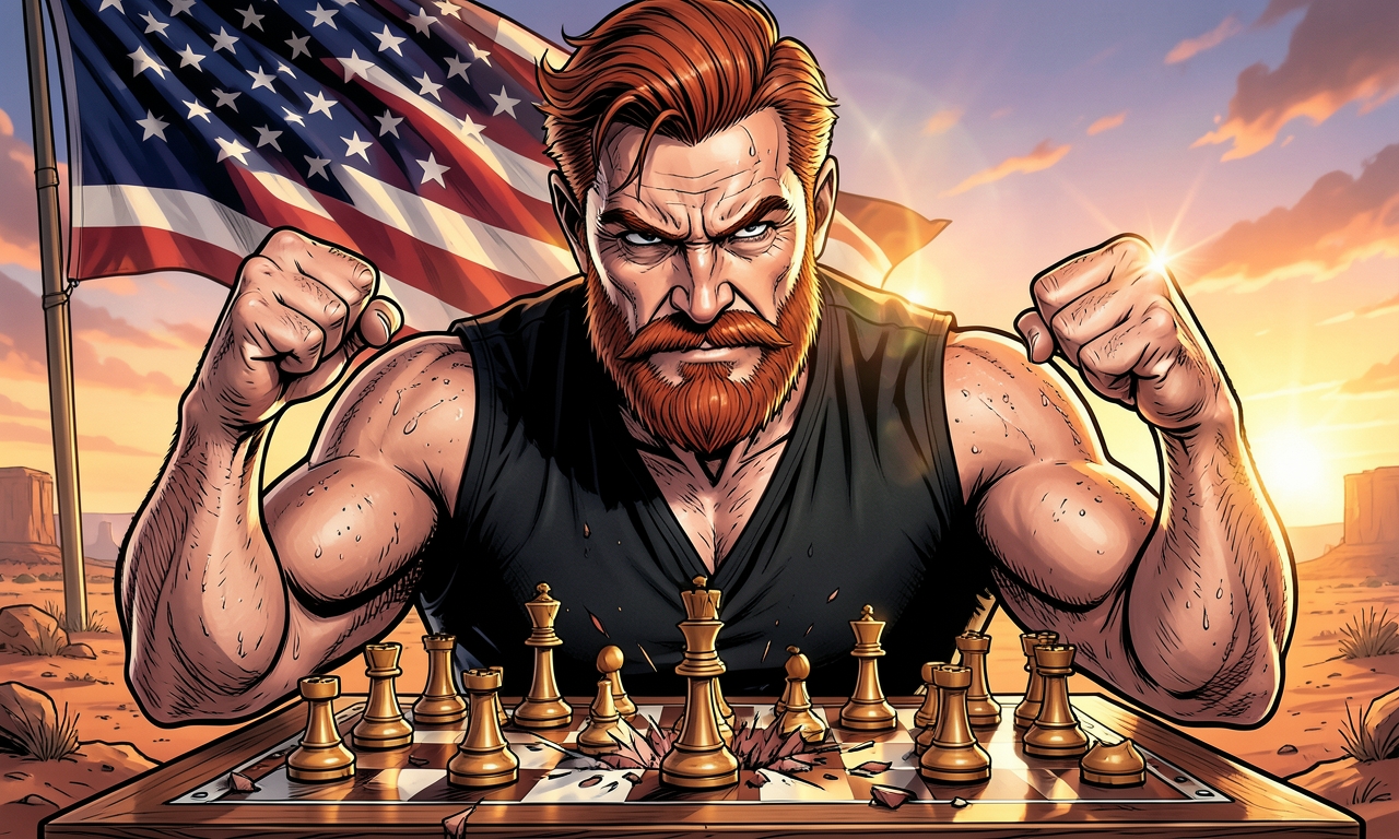 Chuck Norris spielt Schach gegen einen Großmeister. Nach nur drei Zügen schaut er die Figuren so intensiv an, dass der König aus Angst in Grund und Boden versinkt. Der Schiedsrichter muss das Spiel abbrechen, weil die Figuren jetzt alle im Erdboden stecken und nicht mehr gezogen werden können. Norris gewinnt durch reinen Blickkontakt.