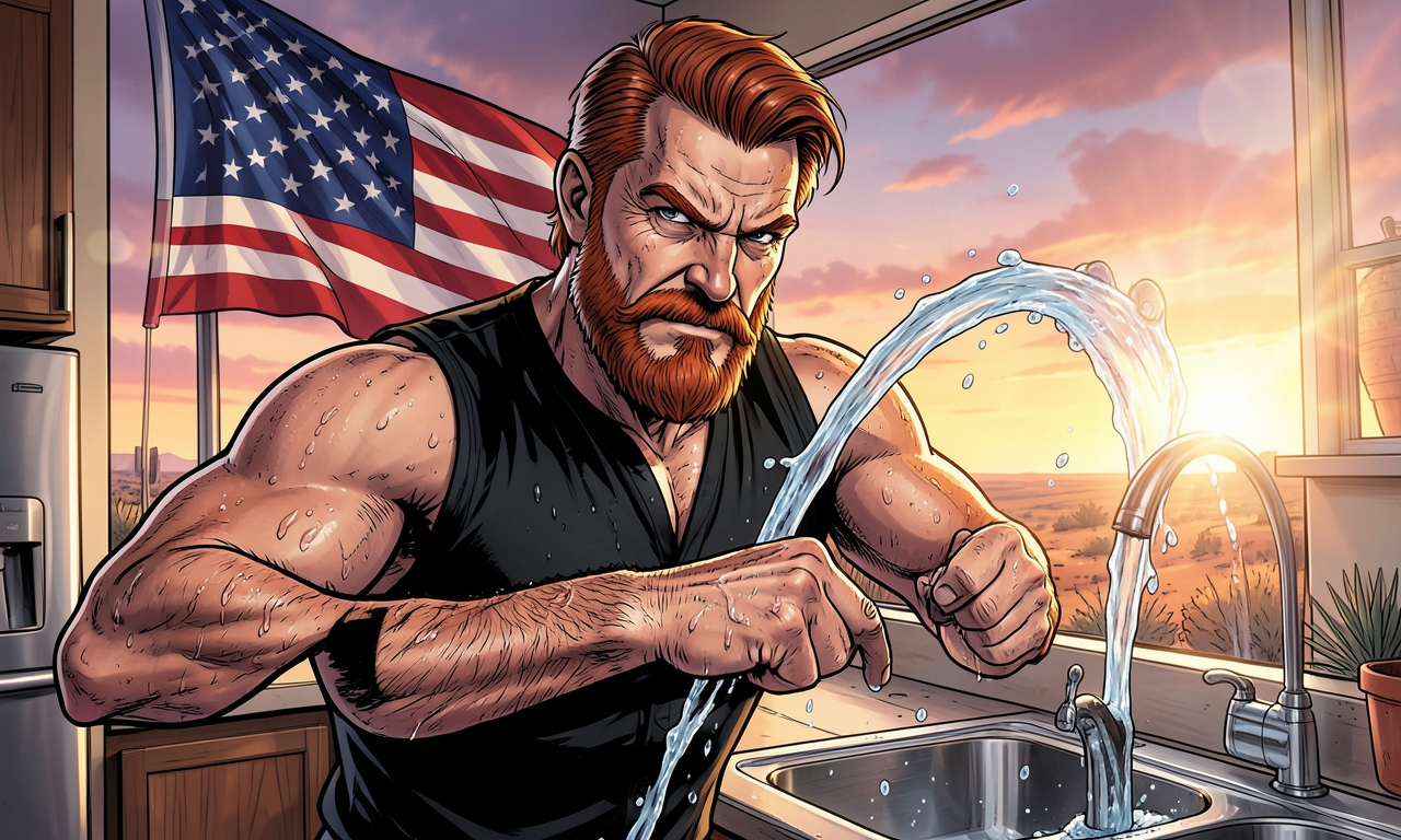Chuck Norris dreht den Wasserhahn auf. Das Wasser bleibt aus Respekt stehen.