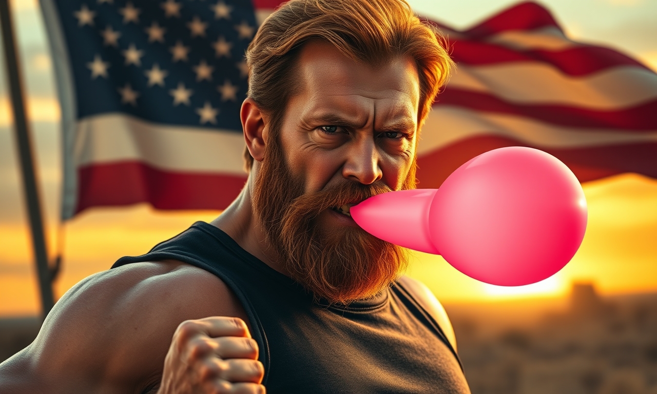 Chuck Norris kaut einen pinken Kaugummi, und aus dem Kaumasse entsteht ein ganz neuer Kontinent, den er sofort als Parkplatz für seine Monstertrucks nutzt.